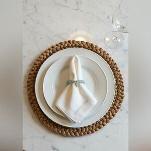 Emerald Tide – Coastal Glass & Gold Napkin Holders - Set of Six